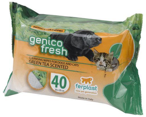ferplast genico fresh dog/cat green tea wipes