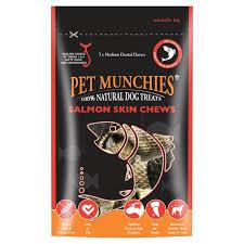 pet munchies medium salmon skin chews 90g