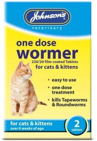 Johnson's One Dose Wormer For Cats x2 Tablets